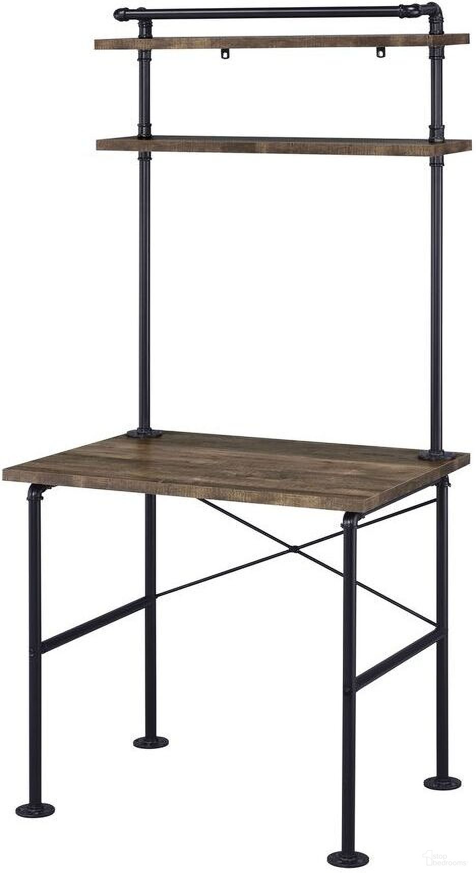 The appearance of Ensata Writing Desk In Rustic Oak and Black designed by ACME in the industrial interior design. This rustic oak and black piece of furniture  was selected by 1StopBedrooms from Ensata Collection to add a touch of cosiness and style into your home. Sku: OF00137. Material: Wood.