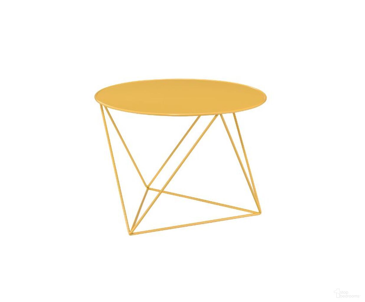 The appearance of Acme Epidia Accent Table In Yellow Finish designed by ACME in the modern / contemporary interior design. This yellow piece of furniture  was selected by 1StopBedrooms from Epidia Collection to add a touch of cosiness and style into your home. Sku: 97841. Material: Metal.