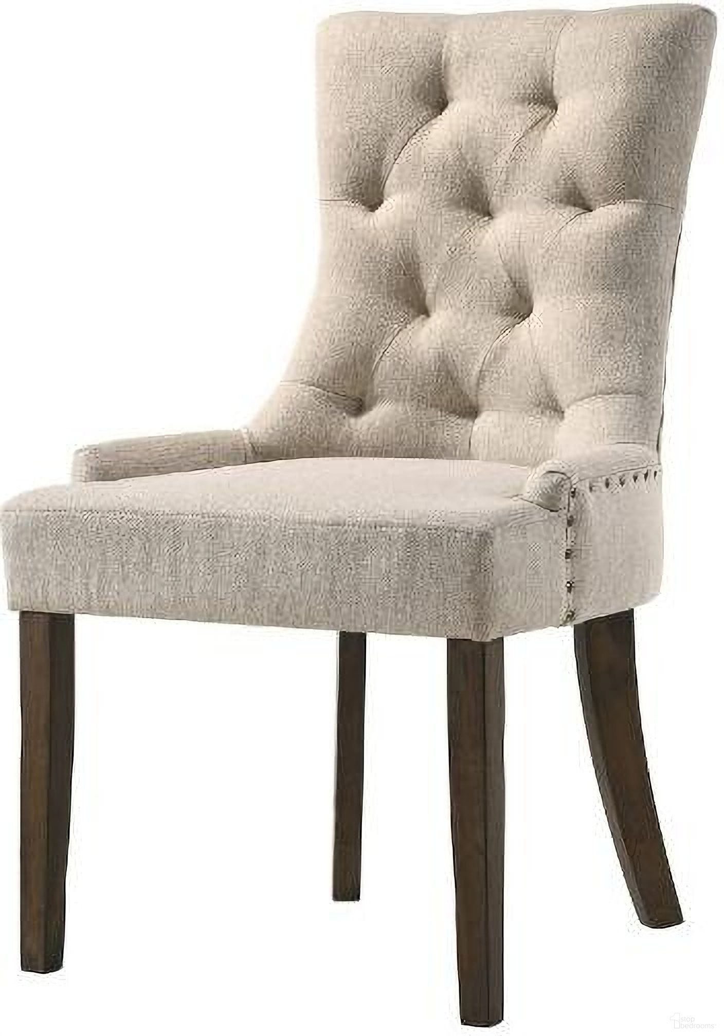 The appearance of Acme Farren Side Chair Set of 2 In Beige Fabric And Espresso Finish designed by ACME in the transitional interior design. This beige piece of furniture  was selected by 1StopBedrooms from Farren Collection to add a touch of cosiness and style into your home. Sku: 77172. Material: Wood. Chair Type: Side Chair.