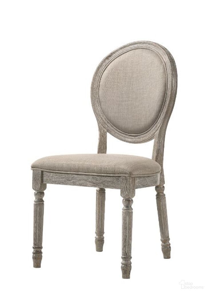 The appearance of Faustine Side Chair Set of 2 In Tan Fabric And Salvaged Light Oak Finish designed by ACME in the transitional interior design. This tan piece of furniture was selected by 1StopBedrooms from Faustine Collection to add a touch of cosiness and style into your home. Sku: 77187. Material: Wood. Chair Type: Side Chair.