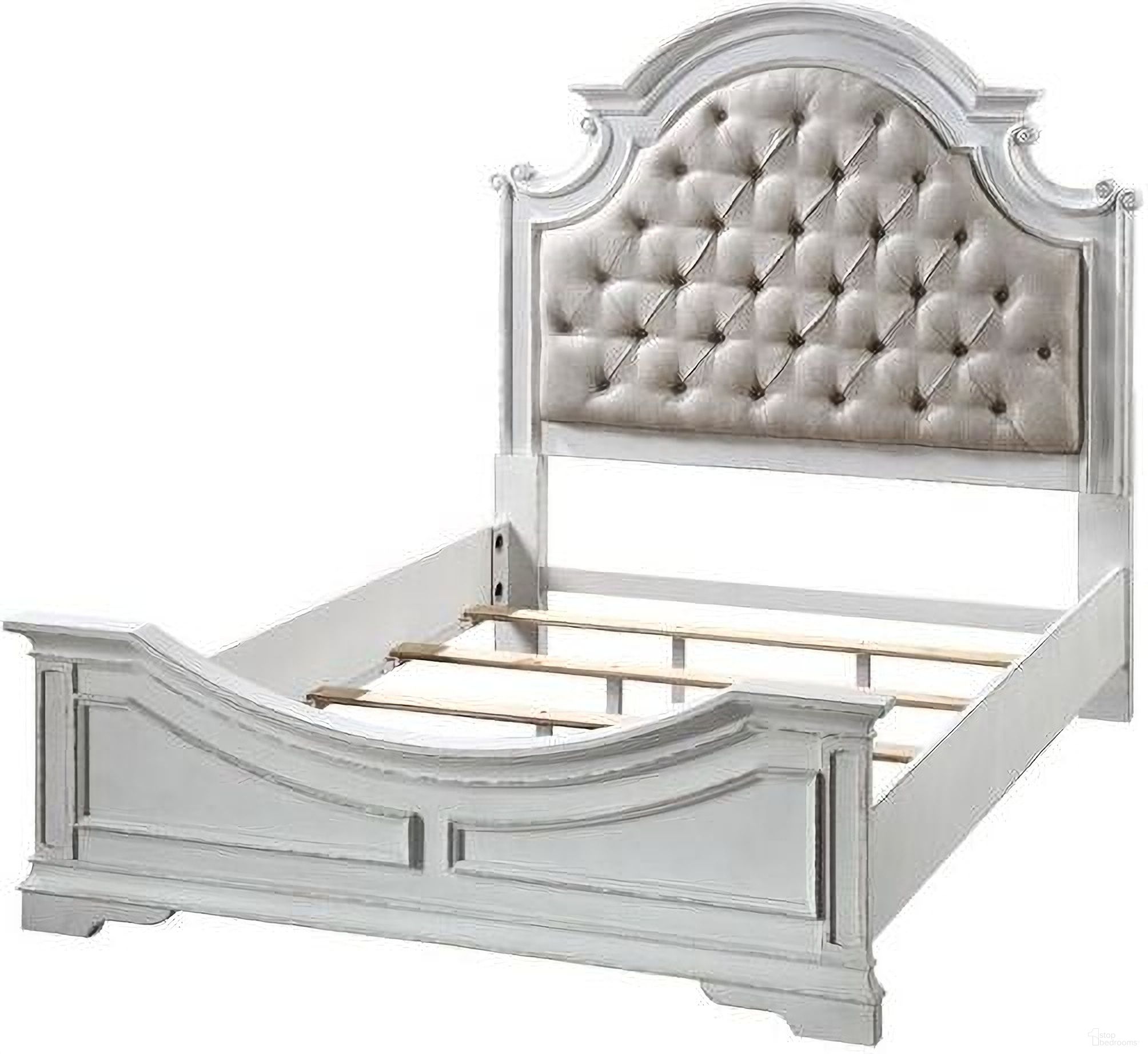 Acme Florian Queen Bed In Antique White Finish