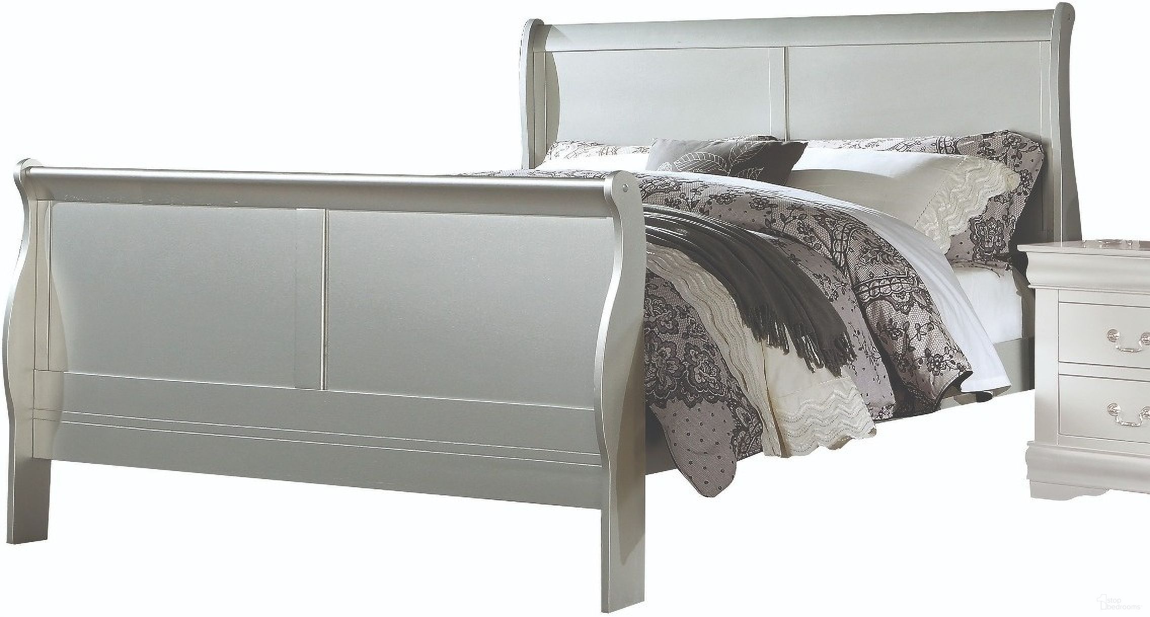 The appearance of Acme Furniture Louis Philippe III Series King Size Sleigh Bed designed by ACME in the transitional interior design. This platinum piece of furniture  was selected by 1StopBedrooms from Louis Philippe Iii Collection to add a touch of cosiness and style into your home. Sku: 26697EK-HF;26698EK-R. Bed Type: Sleigh Bed. Material: Wood. Bed Size: King.
