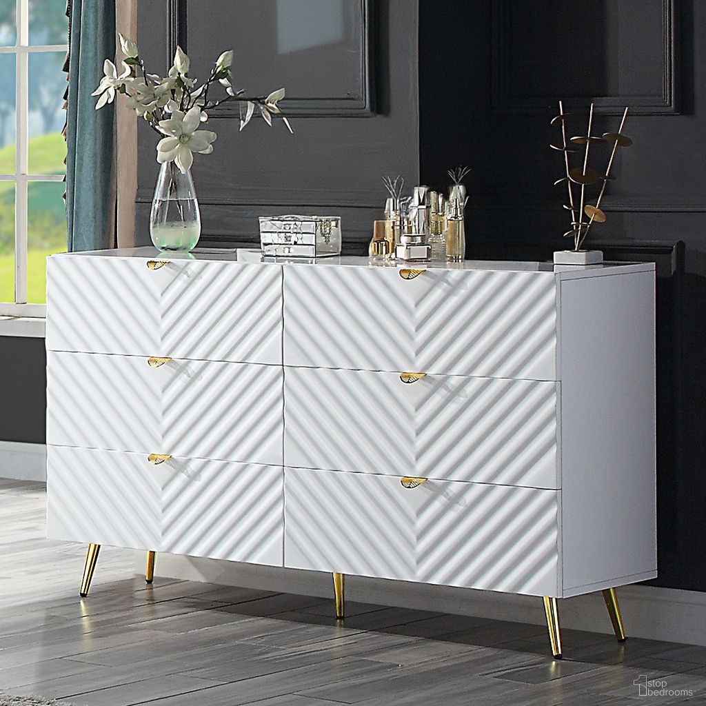 The appearance of Acme Gaines Dresser In White High Gloss Finish designed by ACME in the modern / contemporary interior design. This white high gloss piece of furniture was selected by 1StopBedrooms from Gaines Collection to add a touch of cosiness and style into your home. Sku: BD01037. Material: Wood.