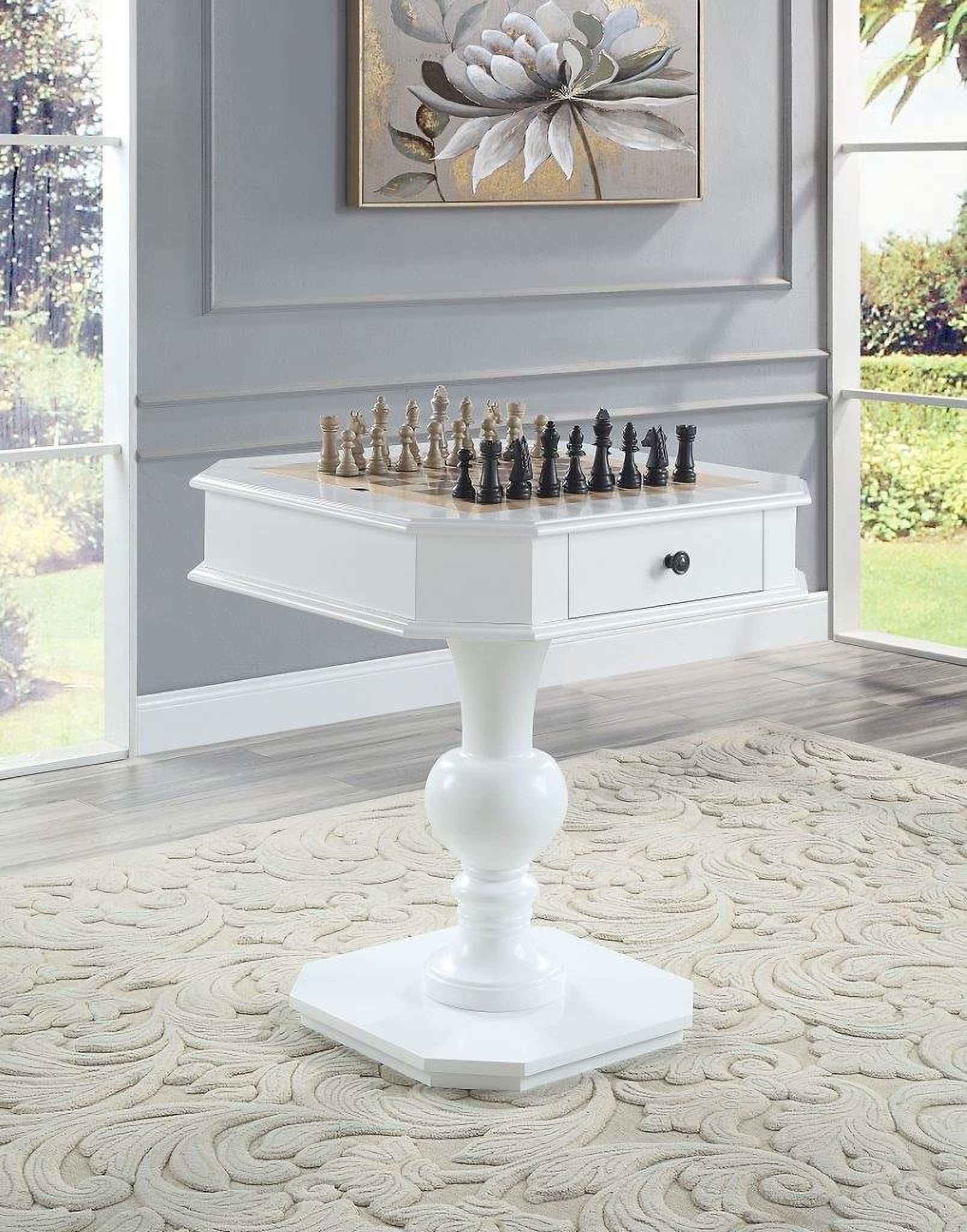 The appearance of Acme Galini Game Table In White Finish designed by ACME in the transitional interior design. This white piece of furniture was selected by 1StopBedrooms from Galini Collection to add a touch of cosiness and style into your home. Sku: AC00862. Material: Wood.