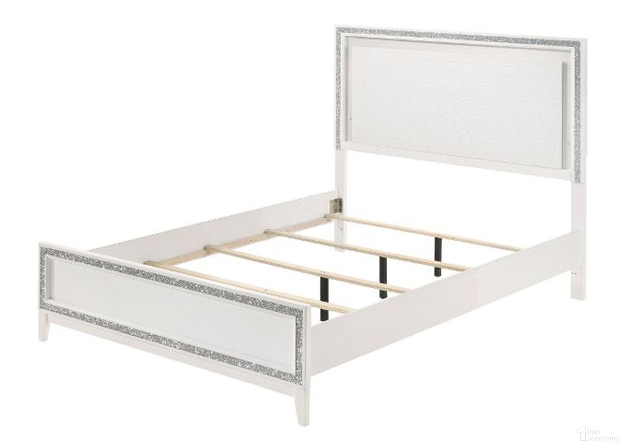 The appearance of Acme Haiden Eastern King Bed With Led In White Finish designed by ACME in the modern / contemporary interior design. This white piece of furniture  was selected by 1StopBedrooms from Haiden Collection to add a touch of cosiness and style into your home. Sku: 28447EK-HF;28448EK-R. Bed Type: Panel Bed. Material: Wood. Bed Size: Eastern King.