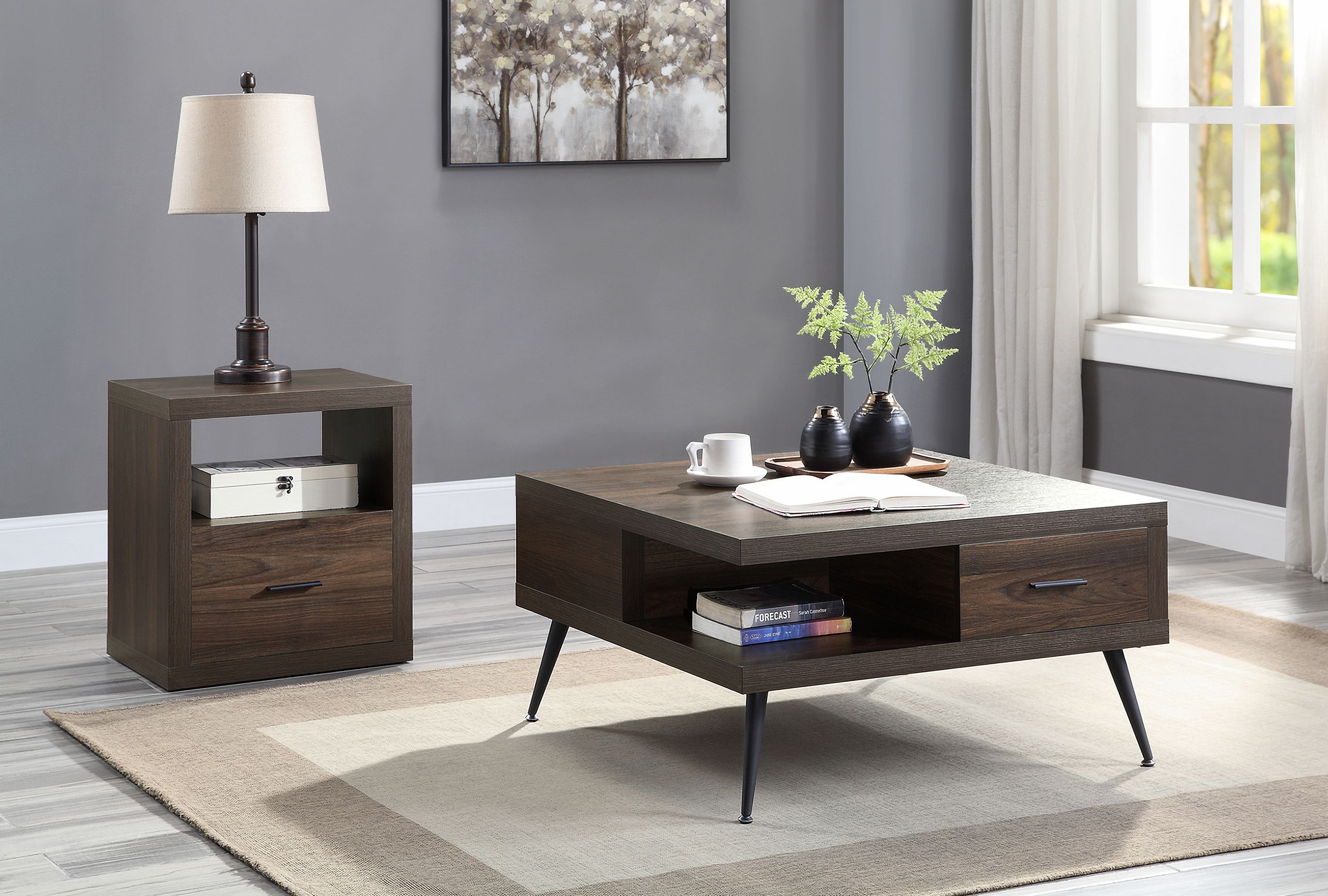 The appearance of Acme Harel Coffee Table designed by ACME in the industrial interior design. This walnut piece of furniture was selected by 1StopBedrooms from Harel Collection to add a touch of cosiness and style into your home. Sku: LV00441. Material: Wood.