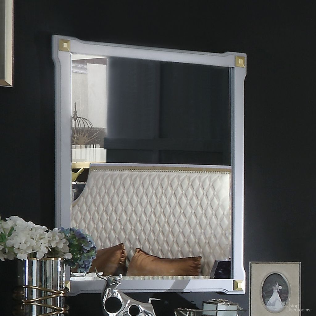 The appearance of House Marchese Mirror In Pearl Gray Finish designed by ACME in the transitional interior design. This pearl piece of furniture was selected by 1StopBedrooms from House Marchese Collection to add a touch of cosiness and style into your home. Sku: 28864. Material: Wood.