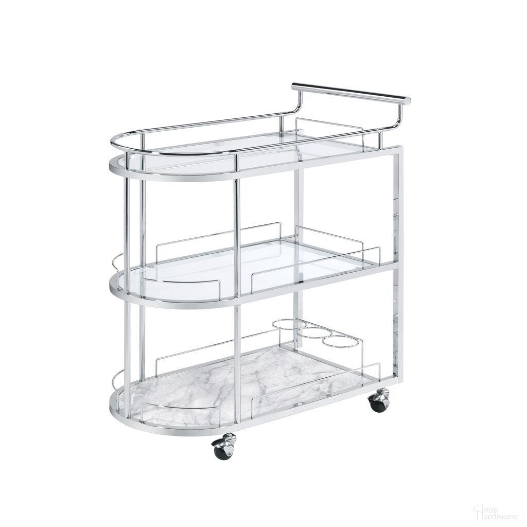 Acme Inyo Serving Cart In Clear Glass and Chrome Finish