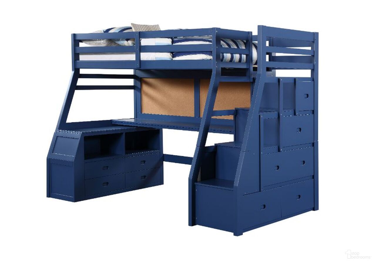 The appearance of Acme Jason Ii Storage Twin Loft Bed In Navy Blue designed by ACME in the transitional interior design. This navy blue piece of furniture was selected by 1StopBedrooms from Jason Ii Collection to add a touch of cosiness and style into your home. Sku: 37455HF;37456RL;37457LD;37458CH. Material: Wood. Bed Size: Twin. Bed Type: Loft Bed.