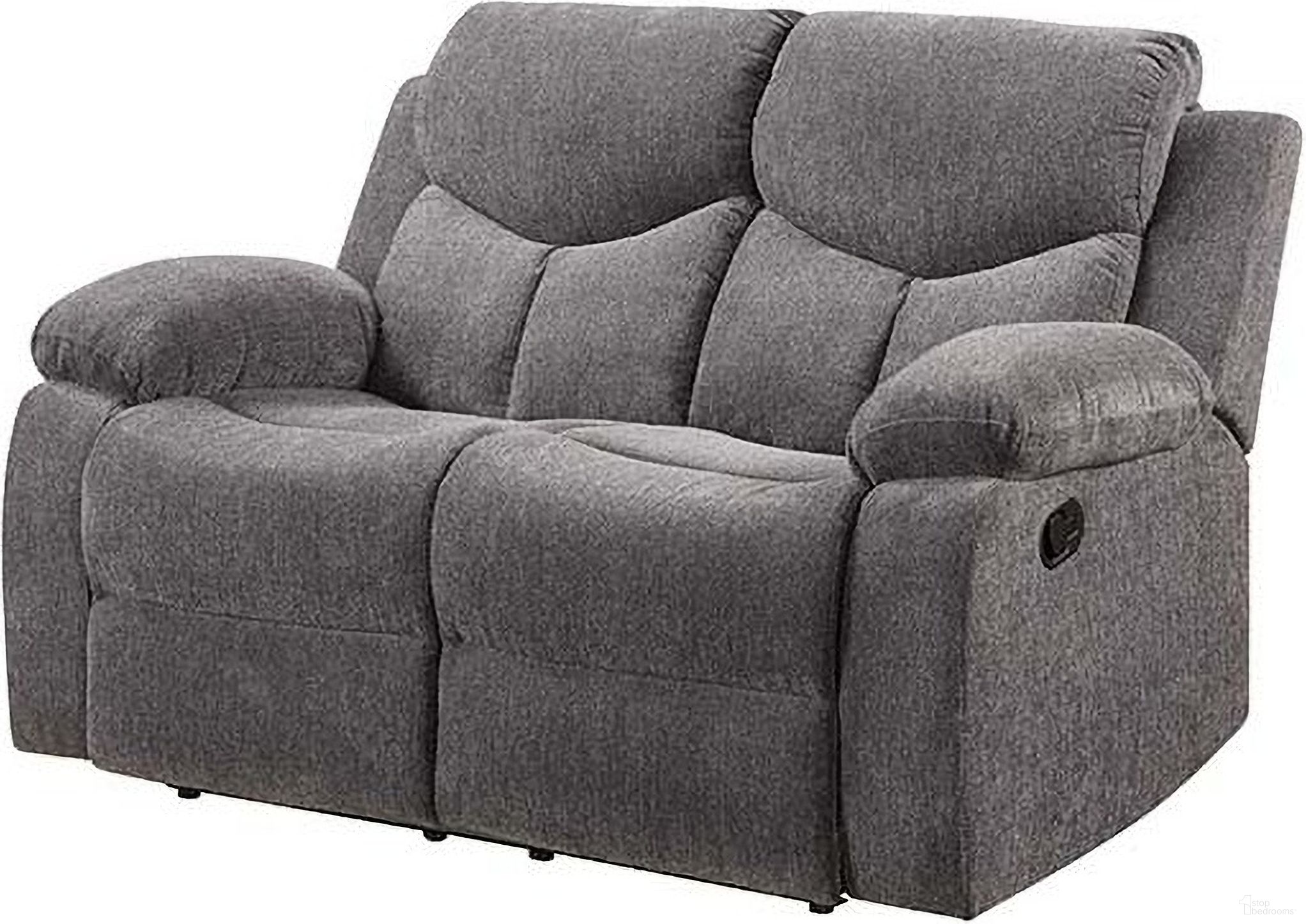The appearance of Acme Kalen Motion Loveseat In Gray Chenille designed by ACME in the transitional interior design. This grey piece of furniture  was selected by 1StopBedrooms from Kalen Collection to add a touch of cosiness and style into your home. Sku: 55443. Material: Wood.