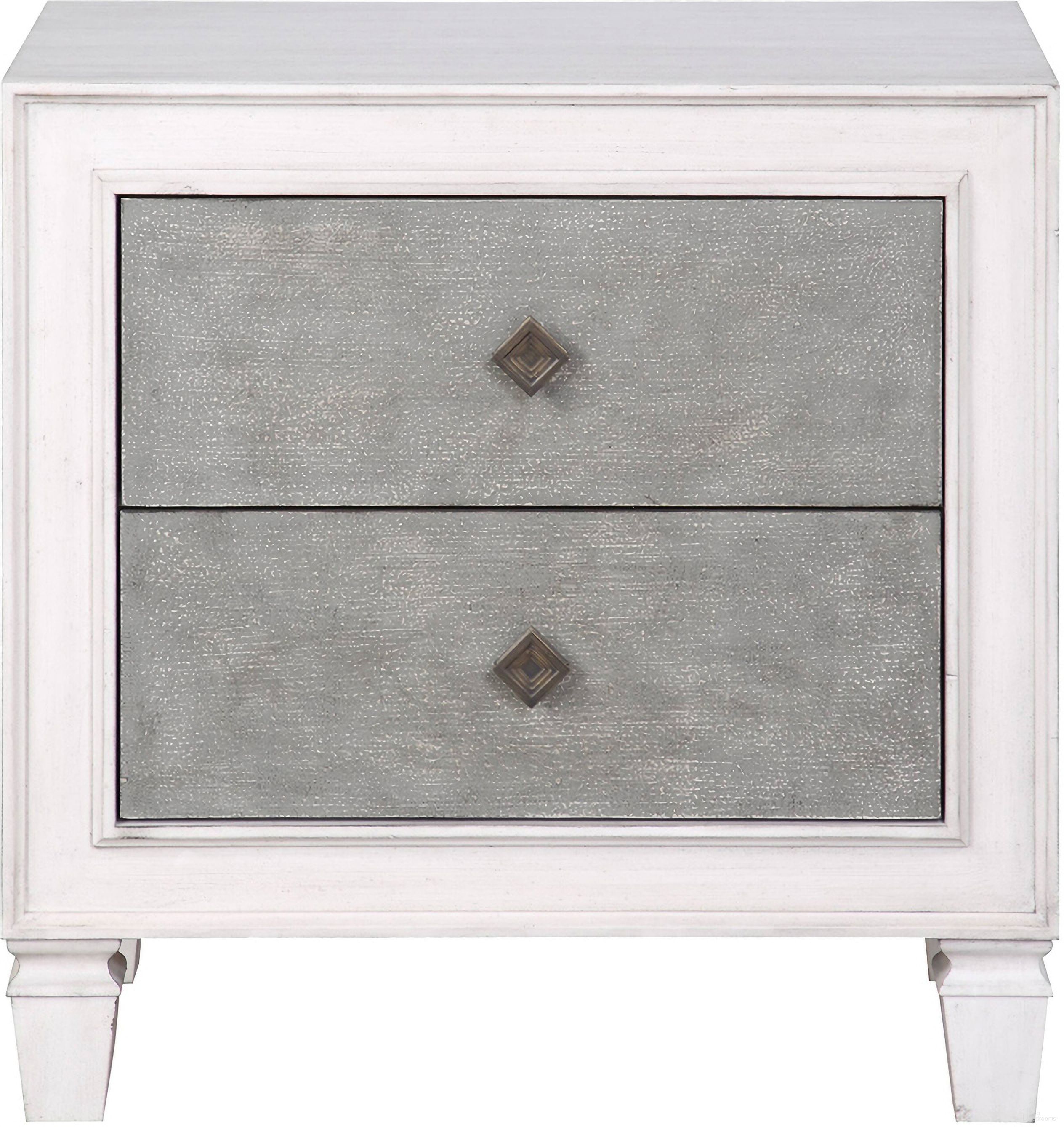The appearance of Acme Katia Nightstand In Rustic Gray And White Finish designed by ACME in the transitional interior design. This grey piece of furniture  was selected by 1StopBedrooms from Katia Collection to add a touch of cosiness and style into your home. Sku: BD00661. Material: Wood.