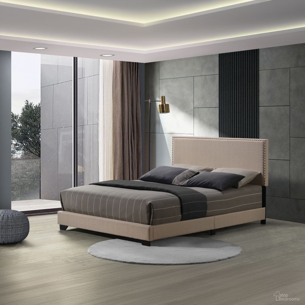 The appearance of Acme Leandros Queen Bed In Beige Fabric designed by ACME in the modern / contemporary interior design. This beige piece of furniture  was selected by 1StopBedrooms from Leandros Collection to add a touch of cosiness and style into your home. Sku: 27420Q. Bed Type: Platform Bed. Material: Wood. Bed Size: Queen.