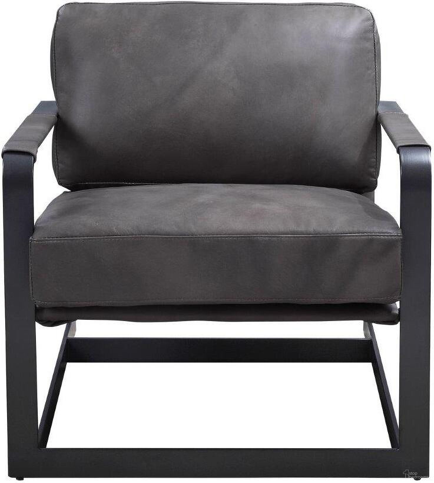 The appearance of Acme Locnos Accent Chair In Gray Top Grain Leather and Black Finish designed by ACME in the industrial interior design. This grey piece of furniture was selected by 1StopBedrooms from Locnos Collection to add a touch of cosiness and style into your home. Sku: 59944. Material: Wood.