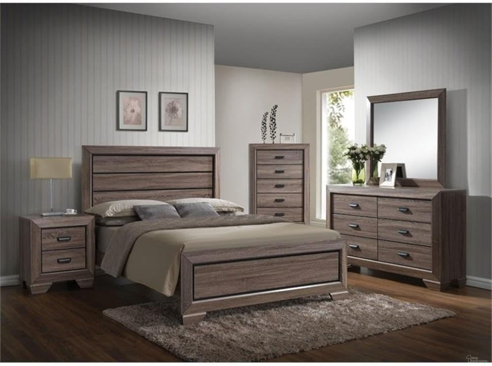 Acme Lyndon Panel Bedroom Set in Weathered Gray Grain