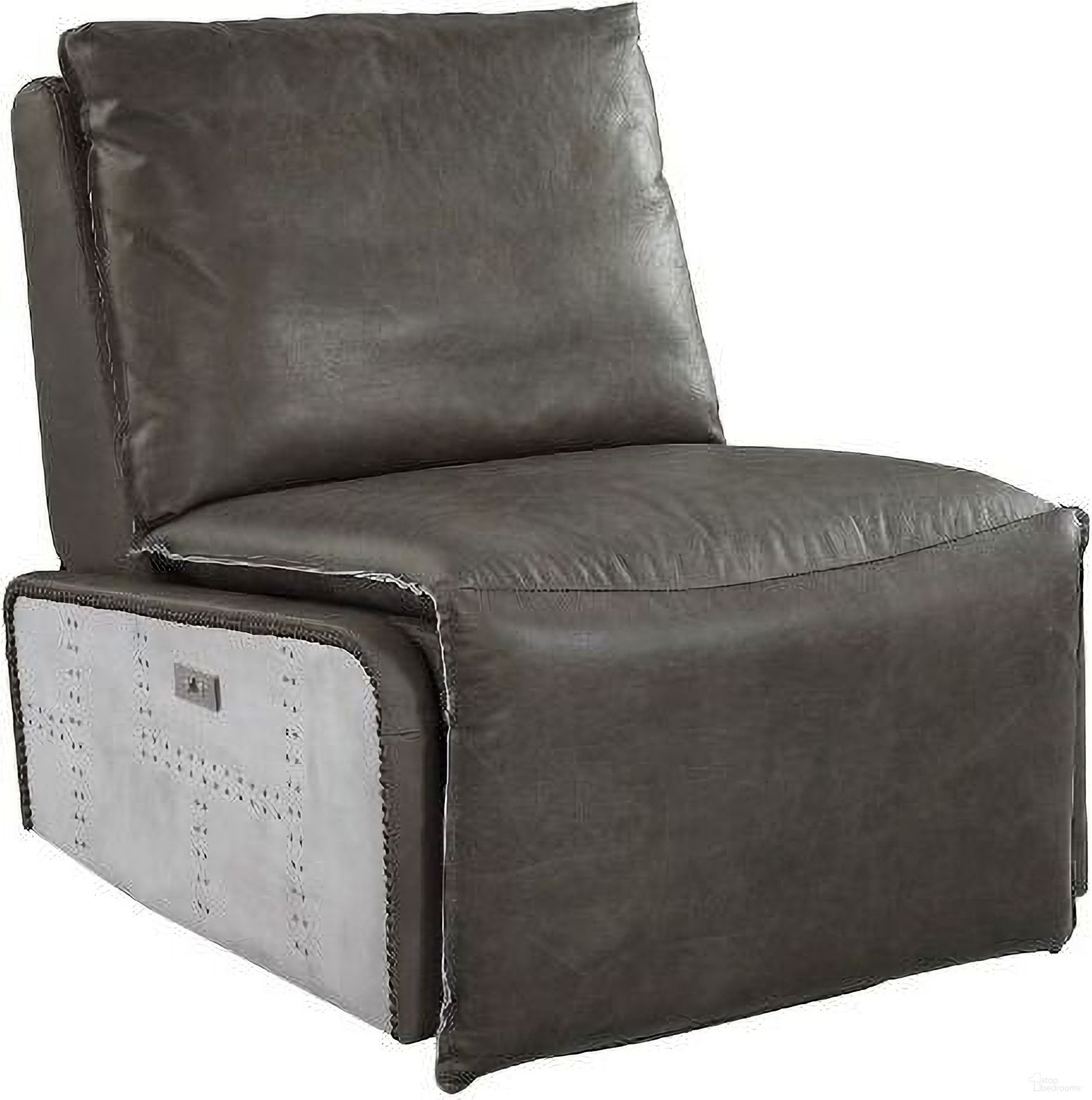 The appearance of Acme Metier Power Motion Recliner In Gray Top Grain Leather designed by ACME in the industrial interior design. This gray piece of furniture was selected by 1StopBedrooms from Metier Collection to add a touch of cosiness and style into your home. Sku: 59940. Material: Aluminum.