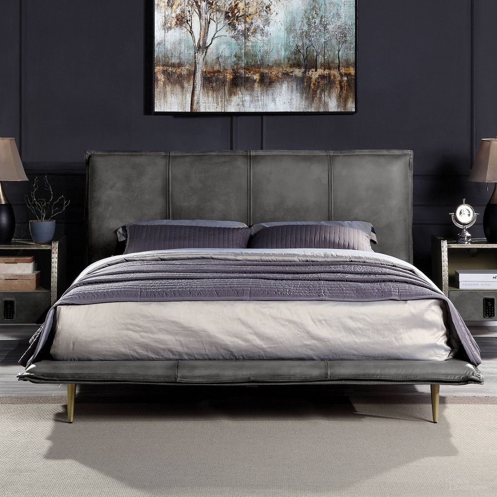 The appearance of Acme Metis Queen Bed In Gray Top Grain Leather designed by ACME in the industrial interior design. This gray piece of furniture  was selected by 1StopBedrooms from Metis Collection to add a touch of cosiness and style into your home. Sku: BD00559Q1;BD00559Q2;BD00559Q3. Bed Type: Platform Bed. Material: Metal. Bed Size: Queen.