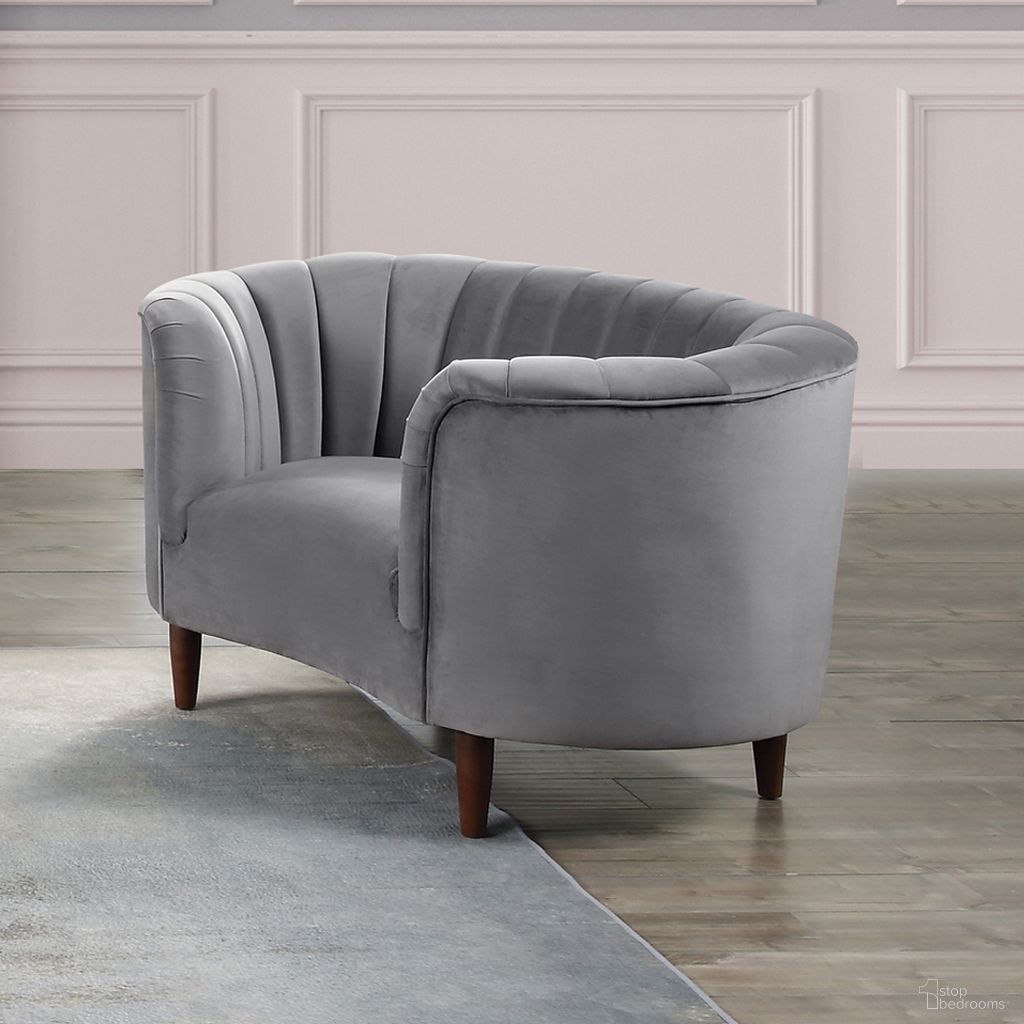 The appearance of Millephri Chair In Gray designed by ACME in the transitional interior design. This gray velvet piece of furniture was selected by 1StopBedrooms from Millephri Collection to add a touch of cosiness and style into your home. Sku: LV00168. Material: Resin.