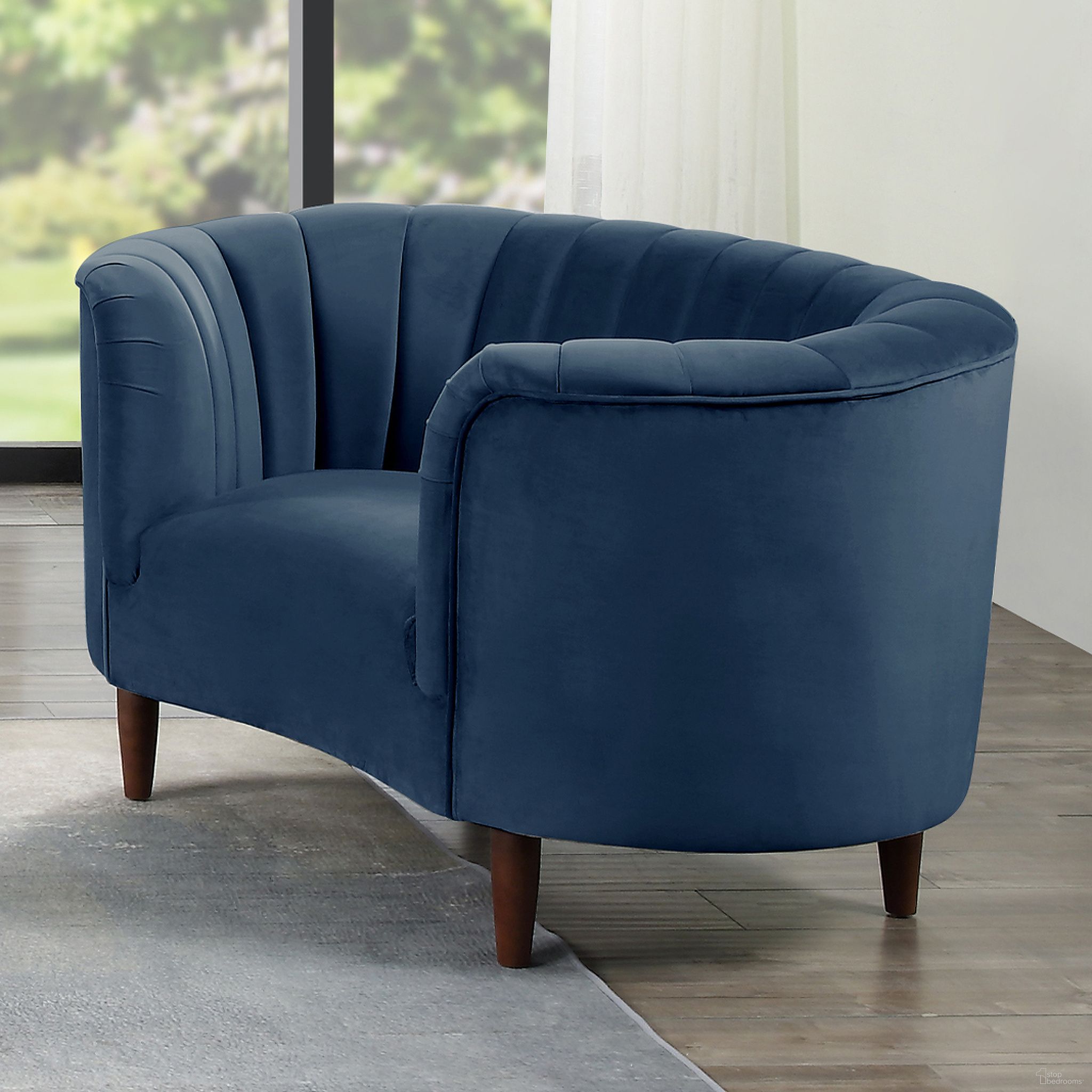 The appearance of Acme Millephri Chair LV00171 designed by ACME in the transitional interior design. This blue velvet piece of furniture was selected by 1StopBedrooms from Millephri Collection to add a touch of cosiness and style into your home. Sku: LV00171. Material: Resin.