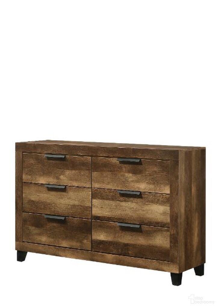 The appearance of Acme Morales Dresser In Rustic Oak Finish designed by ACME in the transitional interior design. This rustic oak piece of furniture was selected by 1StopBedrooms from Morales Collection to add a touch of cosiness and style into your home. Sku: 28595. Material: Wood.