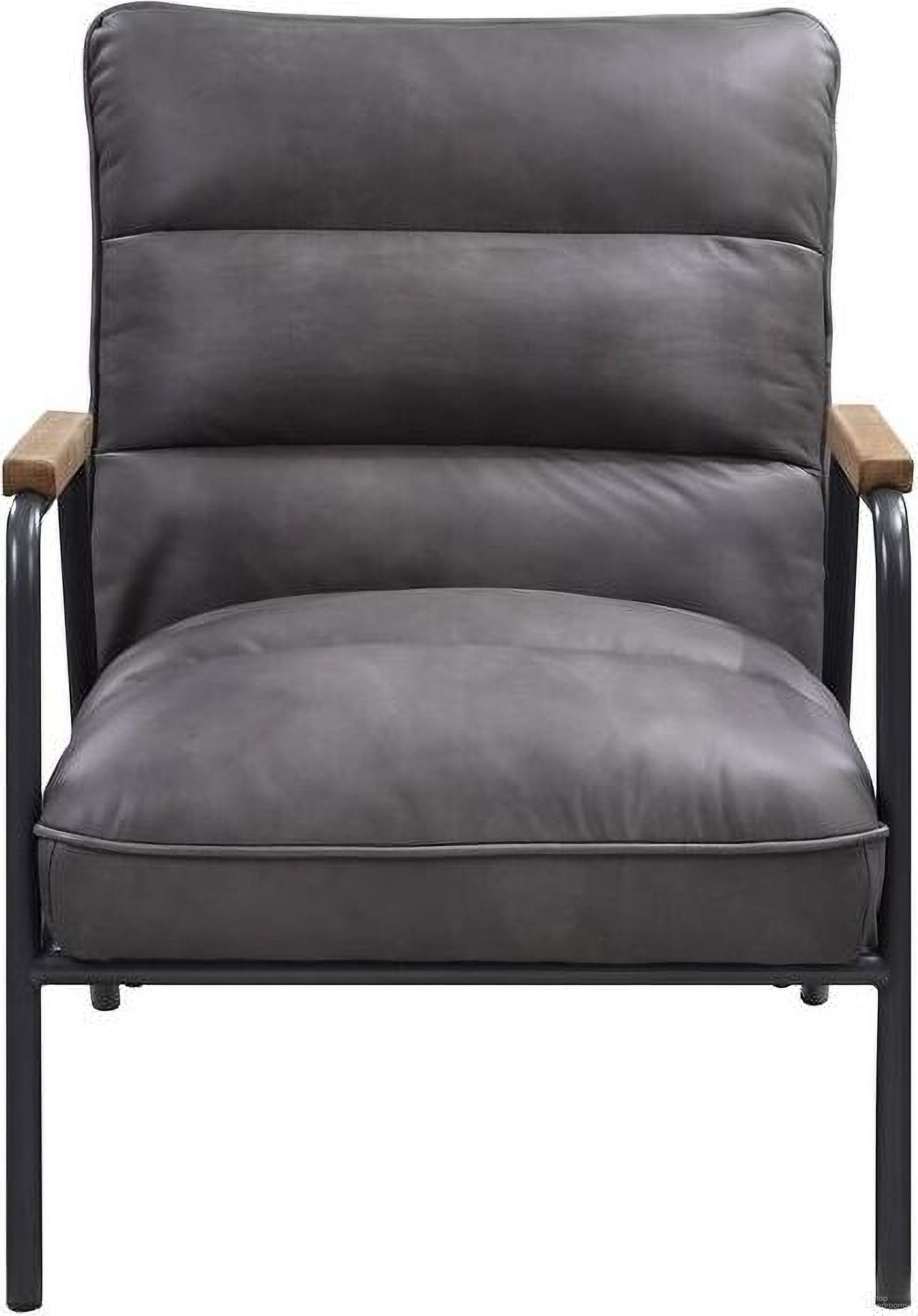 The appearance of Acme Nignu Accent Chair In Gray Top Grain Leather and Matt Iron Finish designed by ACME in the industrial interior design. This grey piece of furniture  was selected by 1StopBedrooms from Nignu Collection to add a touch of cosiness and style into your home. Sku: 59950. Material: Wood.
