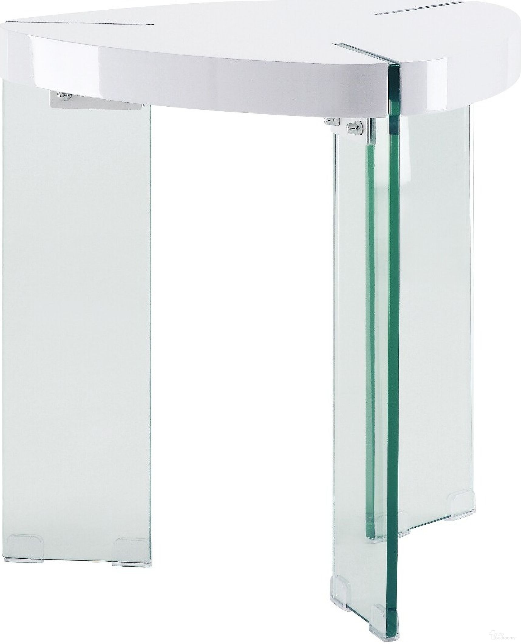 The appearance of Acme Noland End Table designed by ACME in the modern / contemporary interior design. This white high gloss piece of furniture  was selected by 1StopBedrooms from Noland Collection to add a touch of cosiness and style into your home. Sku: 84922T;84923GL. Material: Wood.