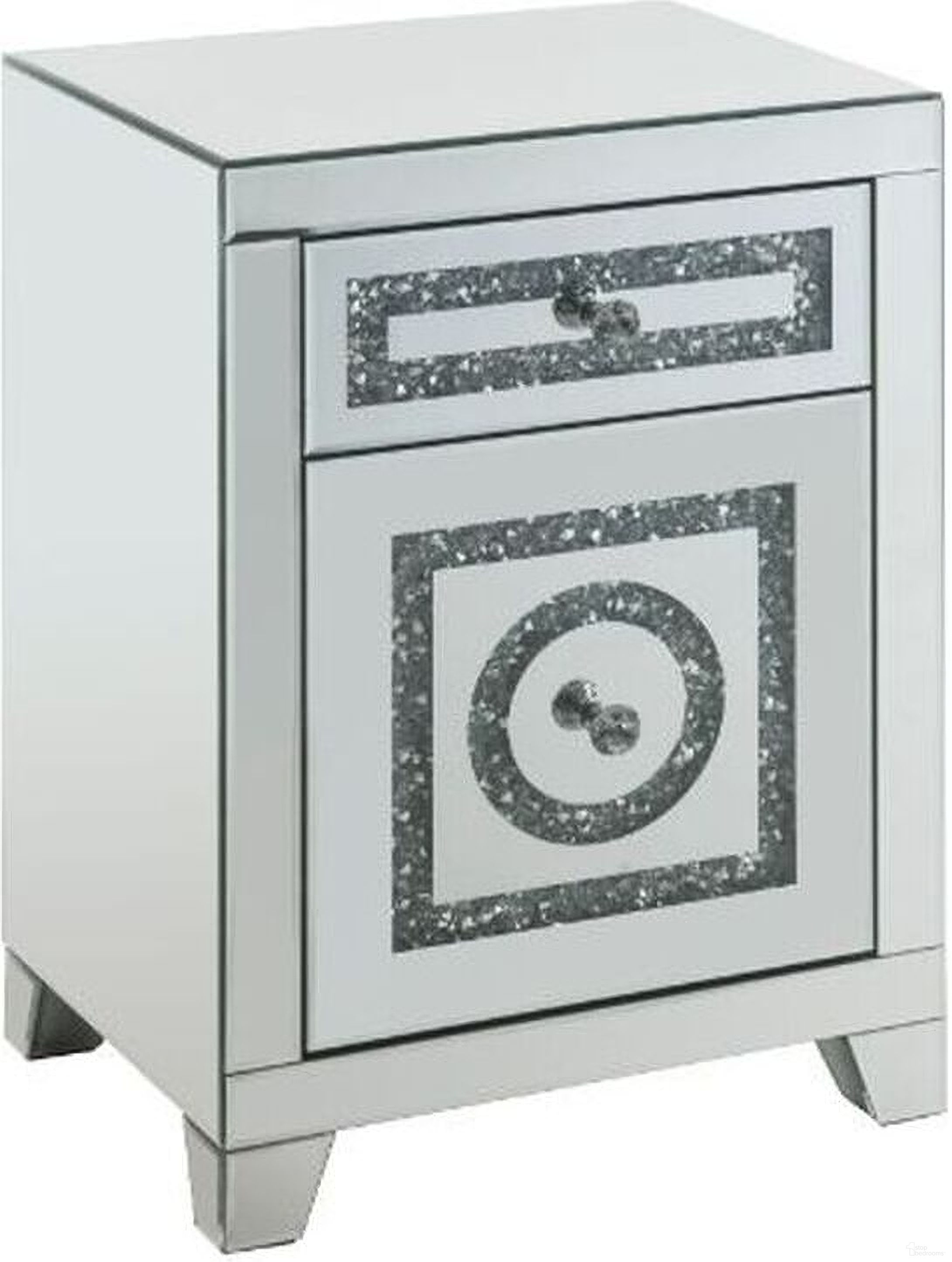 Acme Noralie Accent Table In Mirrored And Faux Diamonds 97934