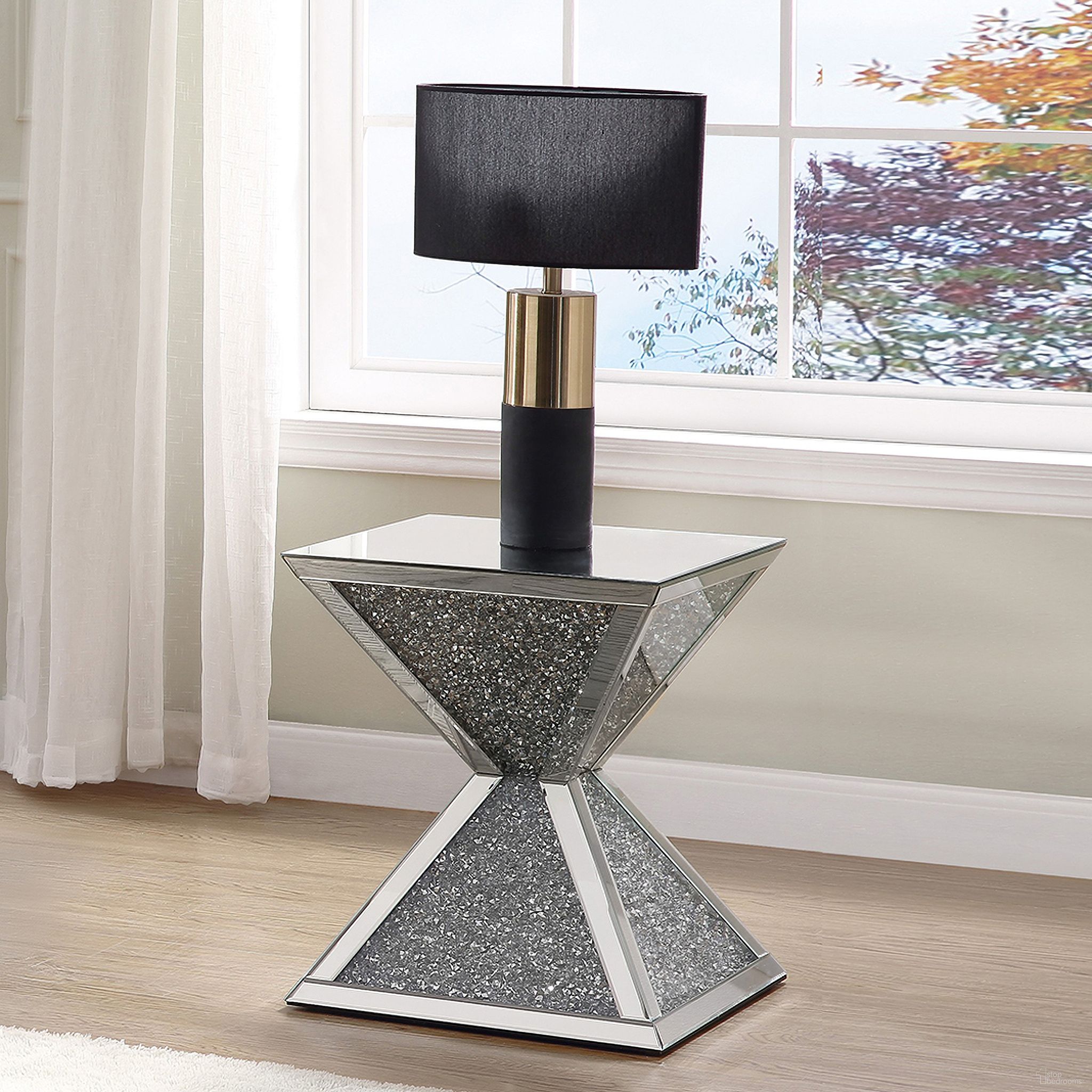 The appearance of Acme Noralie End Table designed by ACME in the glam interior design. This mirrored piece of furniture was selected by 1StopBedrooms from Noralie Collection to add a touch of cosiness and style into your home. Sku: 84902. Material: Wood.