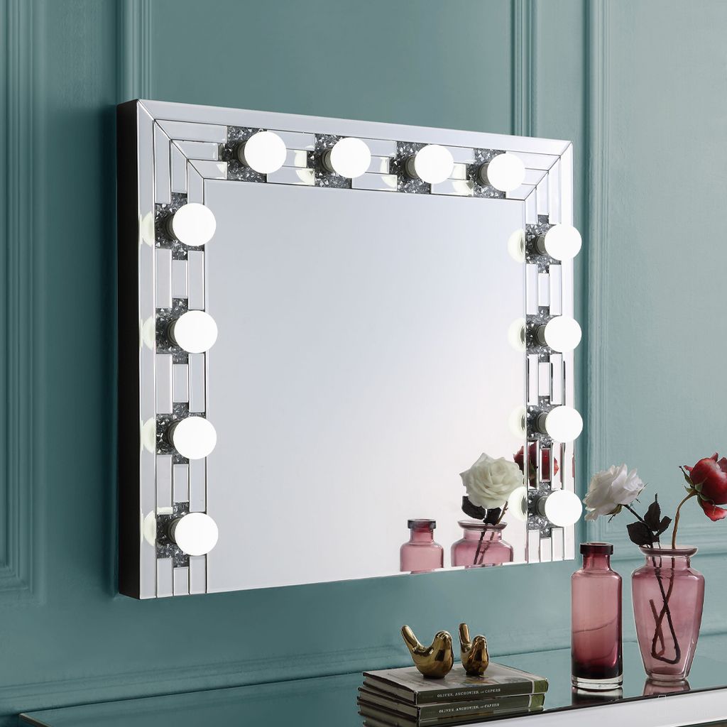 The appearance of Acme Noralie Wall Decor In Mirrored And Faux Diamonds AC00761 designed by ACME in the glam interior design. This mirrored piece of furniture was selected by 1StopBedrooms from Noralie Collection to add a touch of cosiness and style into your home. Sku: AC00761. Material: Wood.