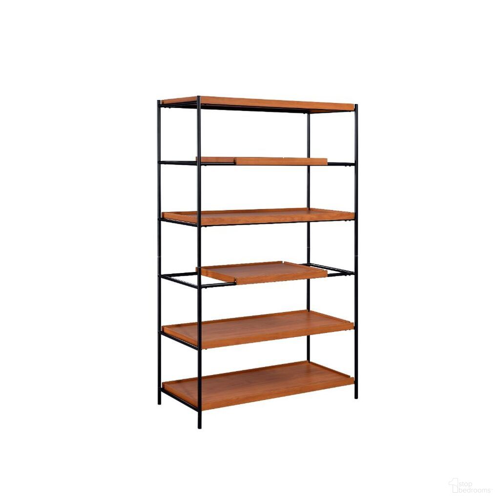 The appearance of Acme Oaken Bookshelf In Honey Oak and Black designed by ACME in the industrial interior design. This honey oak piece of furniture was selected by 1StopBedrooms from Oaken Collection to add a touch of cosiness and style into your home. Sku: 92677. Material: Wood.