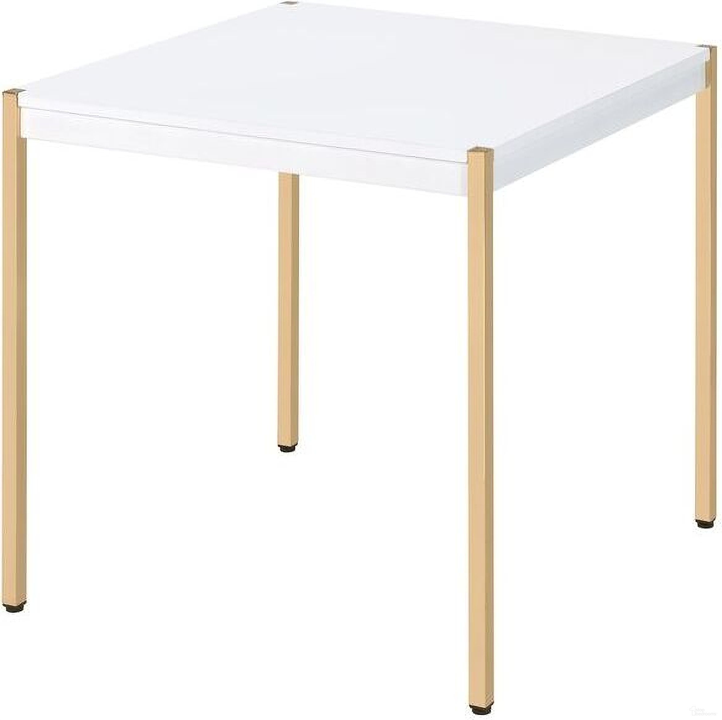 The appearance of Acme Otrac End Table designed by ACME in the modern / contemporary interior design. This white and gold piece of furniture  was selected by 1StopBedrooms from Otrac Collection to add a touch of cosiness and style into your home. Sku: LV00035. Material: Wood.