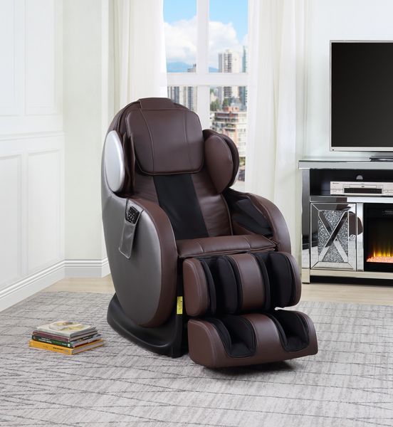 The appearance of Acme Pacari Massage Chair In Chocolate designed by ACME in the modern / contemporary interior design. This chocolate piece of furniture was selected by 1StopBedrooms from Pacari Collection to add a touch of cosiness and style into your home. Sku: LV00569. Material: Upholstery.