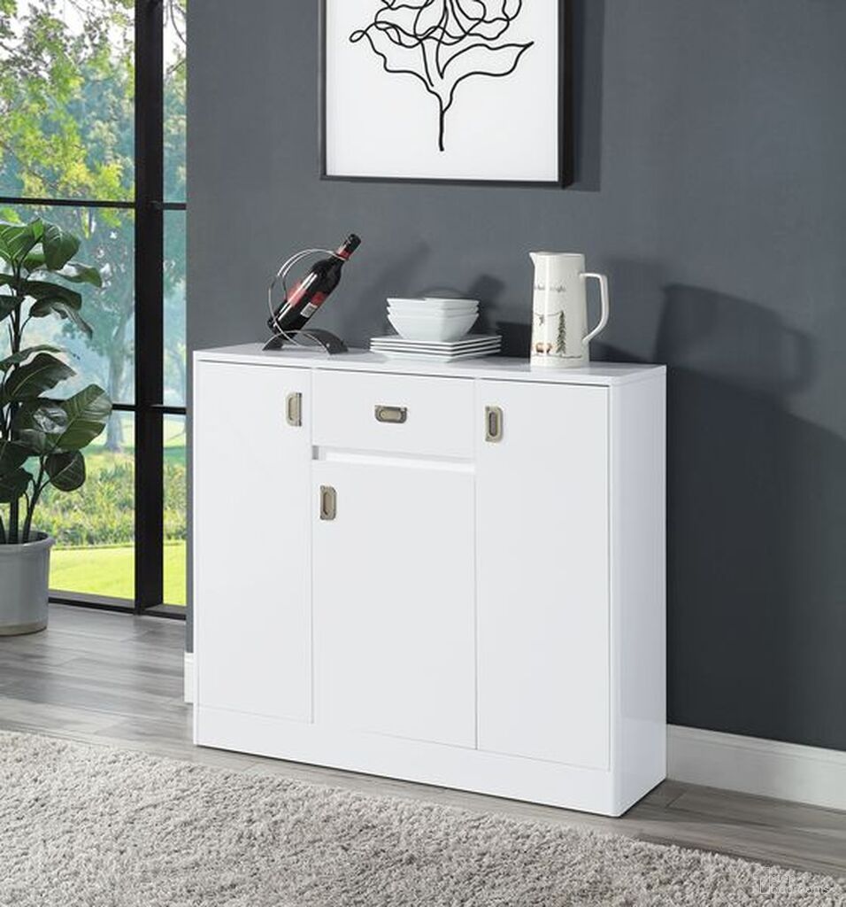 The appearance of Acme Pagan Server In White High Gloss Finish designed by ACME in the modern / contemporary interior design. This white high gloss piece of furniture was selected by 1StopBedrooms from Pagan Collection to add a touch of cosiness and style into your home. Sku: DN00742. Material: Wood.