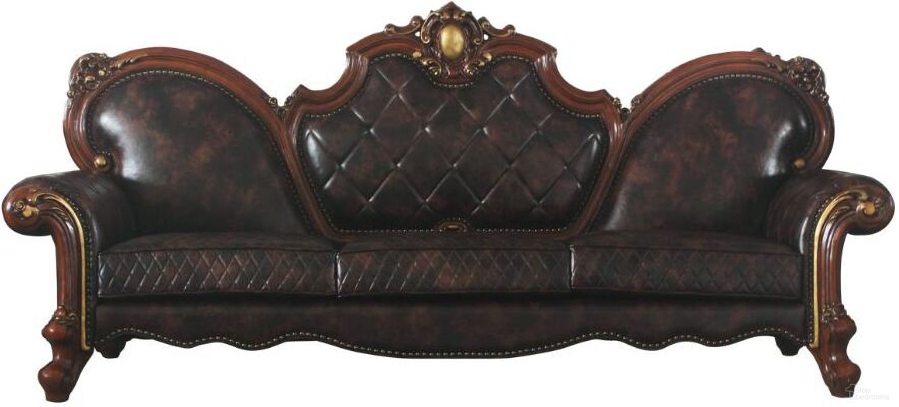 The appearance of Acme Picardy Oversized Sofa With 5 Pillows designed by ACME in the transitional interior design. This dark brown piece of furniture was selected by 1StopBedrooms from Picardy Collection to add a touch of cosiness and style into your home. Sku: 58220. Material: Upholstery.