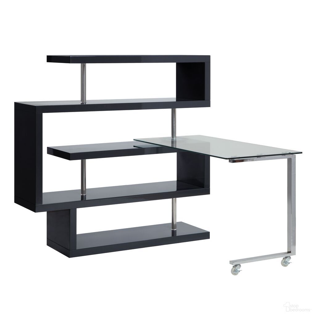 Buck II Writing Desk With Shelf In Black High Gloss Finish