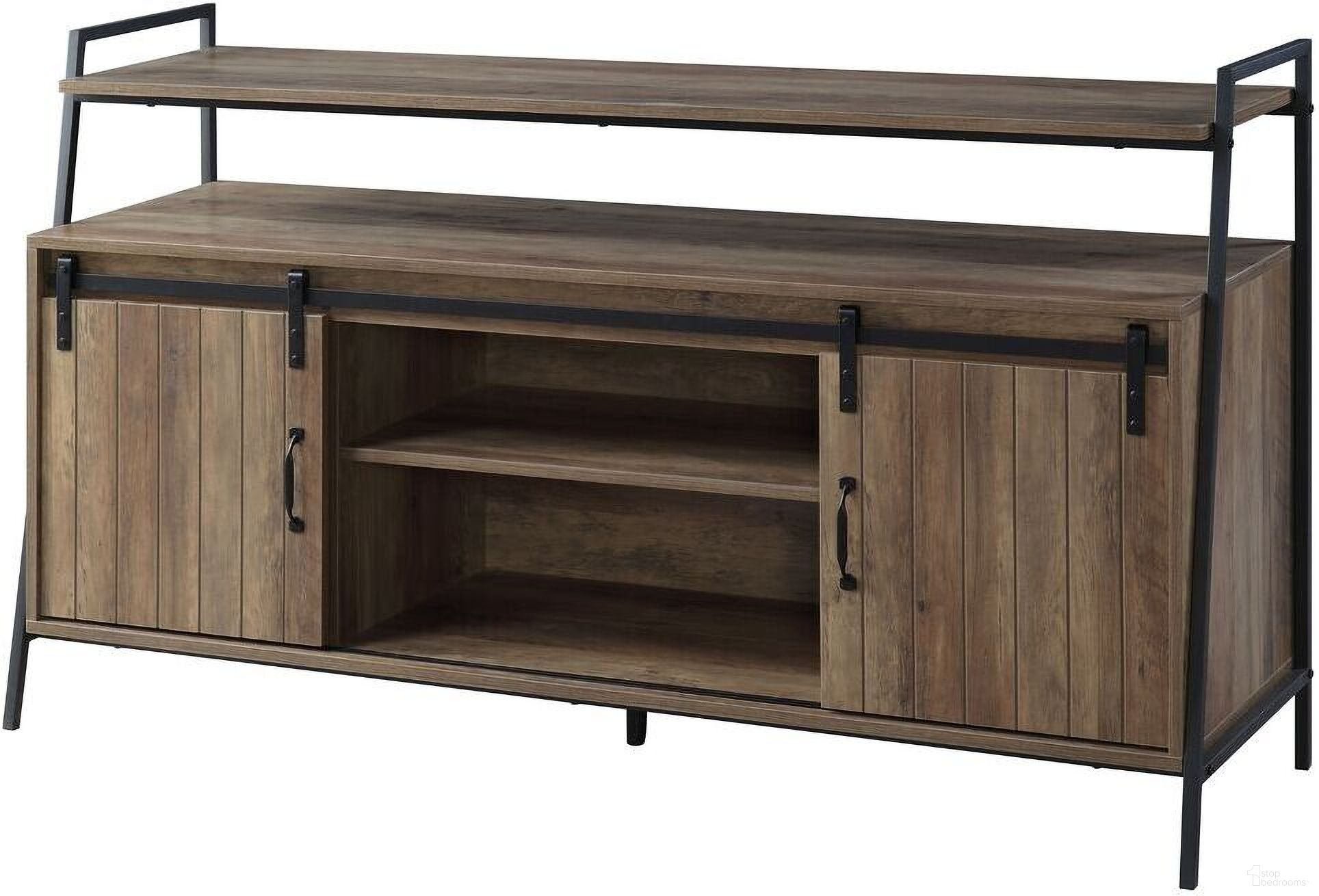 Acme Rashawn TV Stand In Rustic Oak And Black Finish