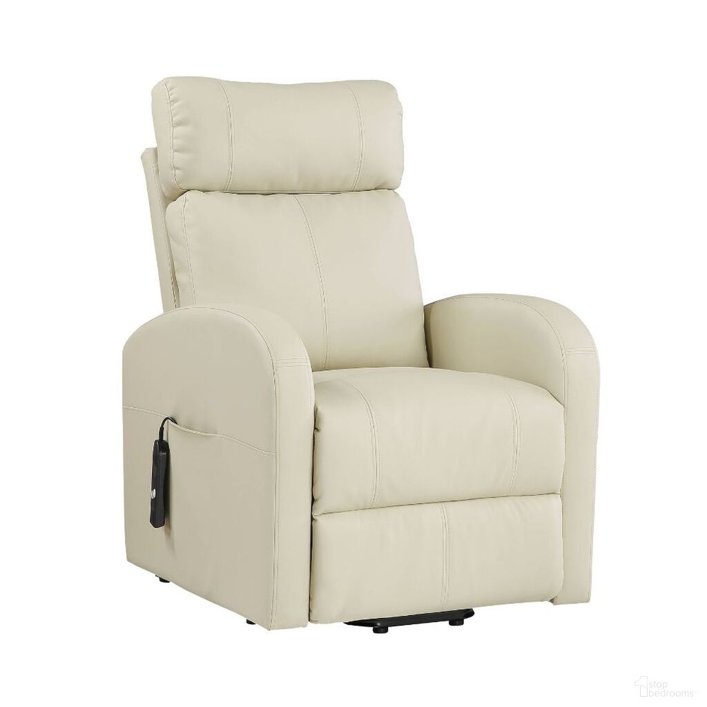 The appearance of Acme Ricardo Recliner With Power Lift In Beige Pu designed by ACME in the modern / contemporary interior design. This beige piece of furniture was selected by 1StopBedrooms from Ricardo Collection to add a touch of cosiness and style into your home. Sku: 59499. Material: Metal.