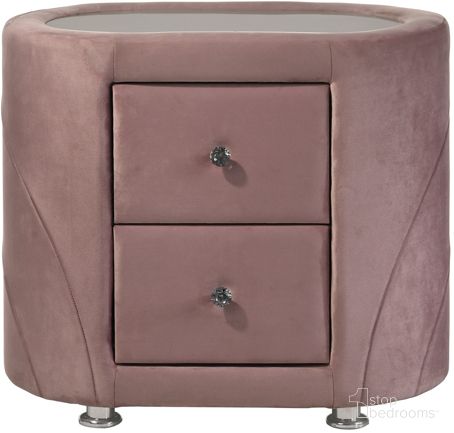 The appearance of Acme Salonia Nightstand In Pink Velvet designed by ACME in the modern / contemporary interior design. This pink velvet piece of furniture was selected by 1StopBedrooms from Salonia Collection to add a touch of cosiness and style into your home. Sku: BD01184. Material: Wood.