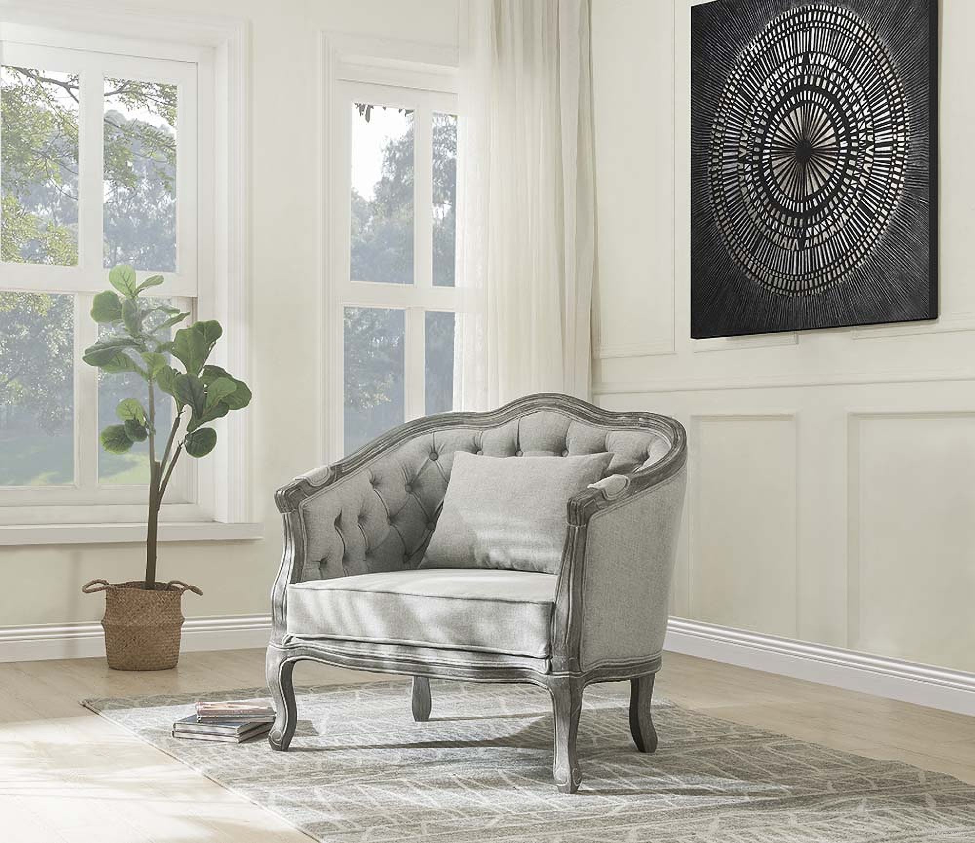 The appearance of Acme Samael Chair With 1 Pillow LV01163 designed by ACME in the transitional interior design. This gray piece of furniture  was selected by 1StopBedrooms from Samael Collection to add a touch of cosiness and style into your home. Sku: LV01163. Material: Wood.