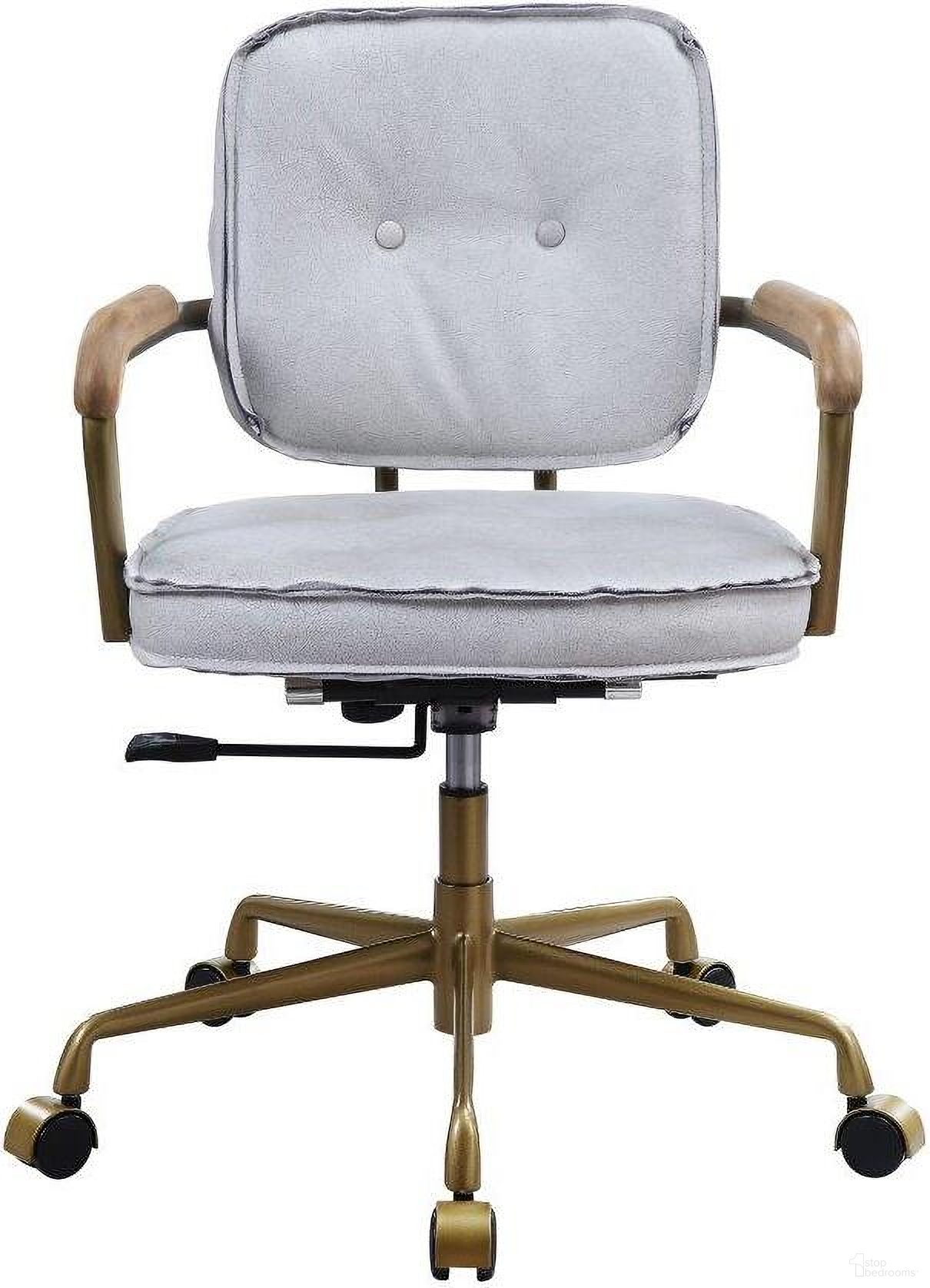 Acme Siecross Office Chair In Vintage White Top Grain Leather