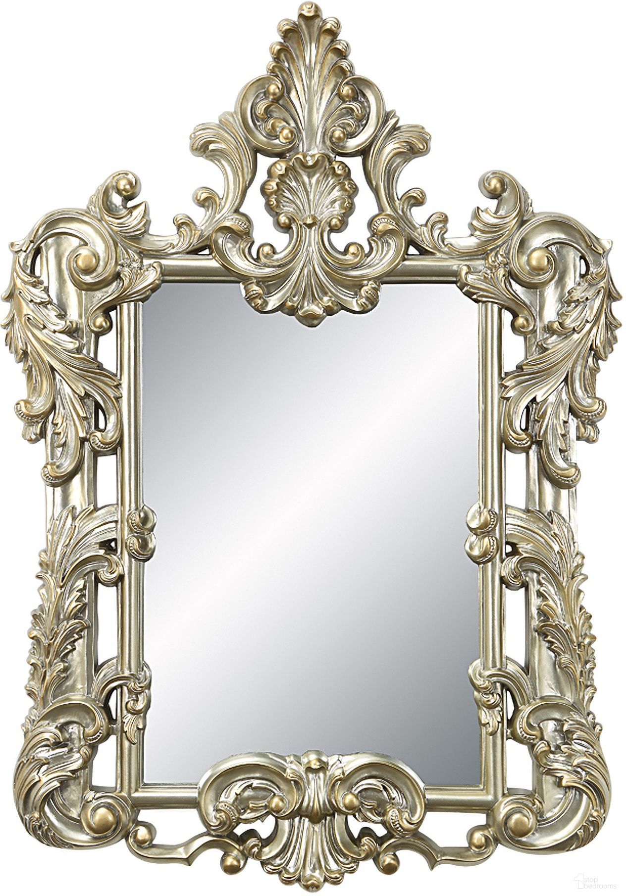 The appearance of Acme Sorina Mirror designed by ACME in the transitional interior design. This antique gold piece of furniture  was selected by 1StopBedrooms from Sorina Collection to add a touch of cosiness and style into your home. Sku: LV01215. Material: Wood.