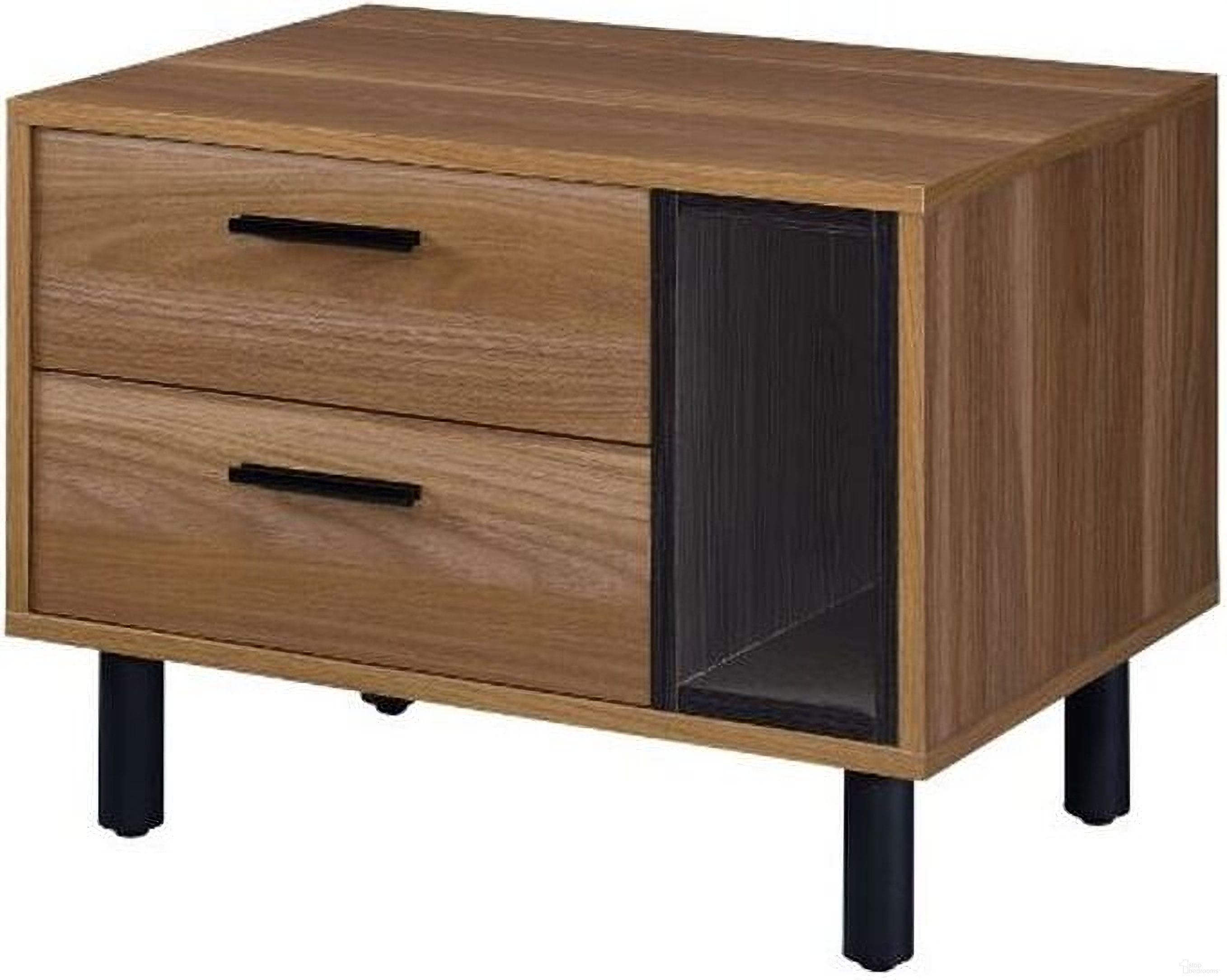 The appearance of Acme Trolgar Accent Table In Brown Oak And Black Finish designed by ACME in the industrial interior design. This oak piece of furniture  was selected by 1StopBedrooms from Trolgar Collection to add a touch of cosiness and style into your home. Sku: 97964. Material: Metal.