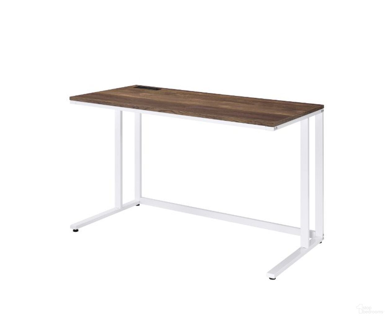 Acme Tyrese Built-In Usb Port Writing Desk In Walnut And White Finish