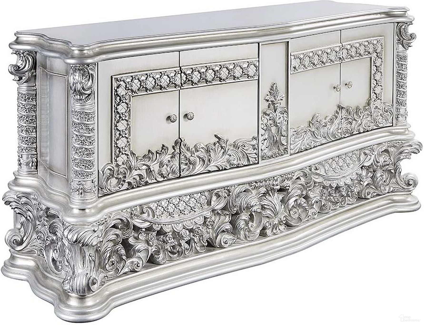 The appearance of Acme Valkyrie Server In Light Gold And Gray Finish designed by ACME in the transitional interior design. This light gold piece of furniture was selected by 1StopBedrooms from Valkyrie Collection to add a touch of cosiness and style into your home. Sku: DN00686. Material: Wood.