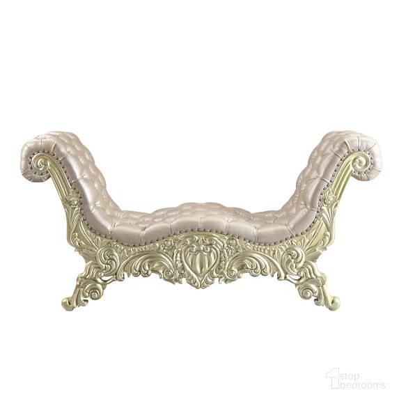 Acme Vatican Bench In Light Gold And Champagne Silver Finish