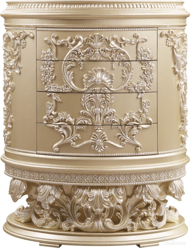 The appearance of Acme Vatican Chest In Champagne Silver Finish designed by ACME in the transitional interior design. This champagne piece of furniture  was selected by 1StopBedrooms from Vatican Collection to add a touch of cosiness and style into your home. Sku: BD00465. Material: Wood.