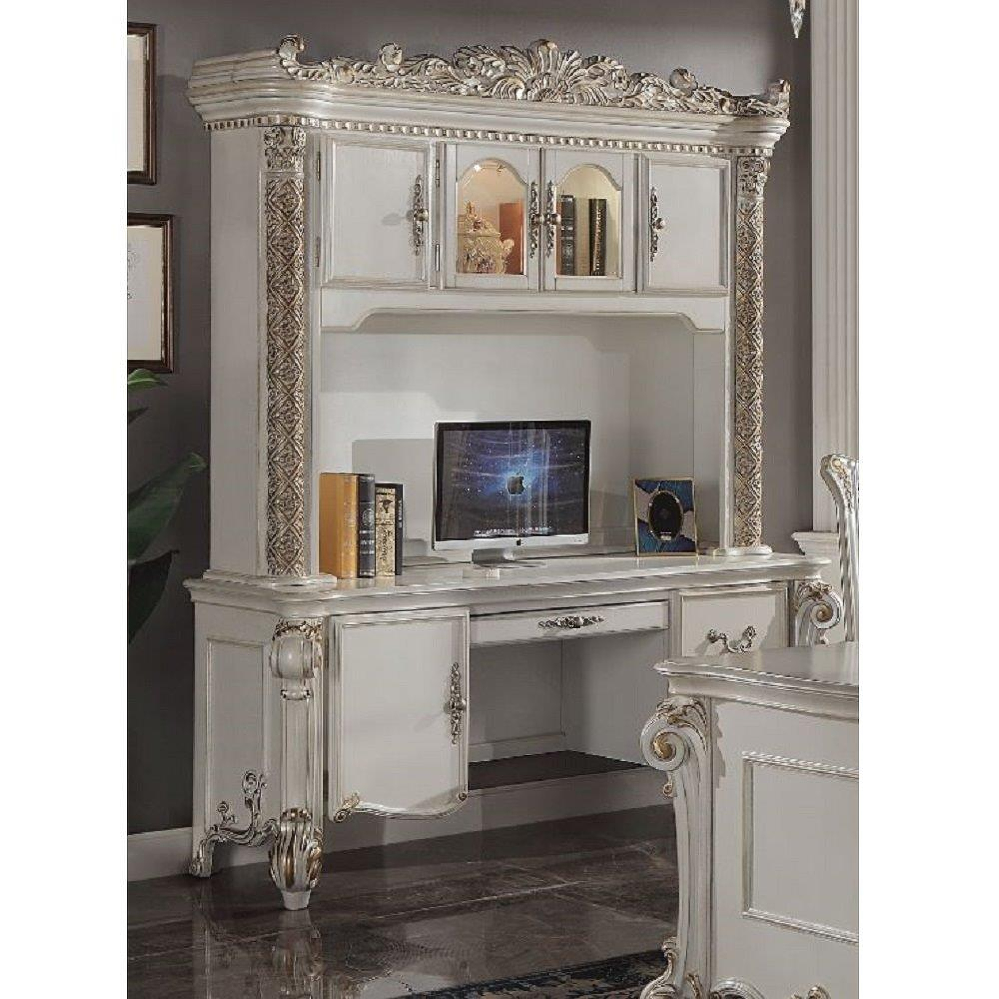 Versailles Computer Desk w/ Hutch (Antique Platinum) by Acme