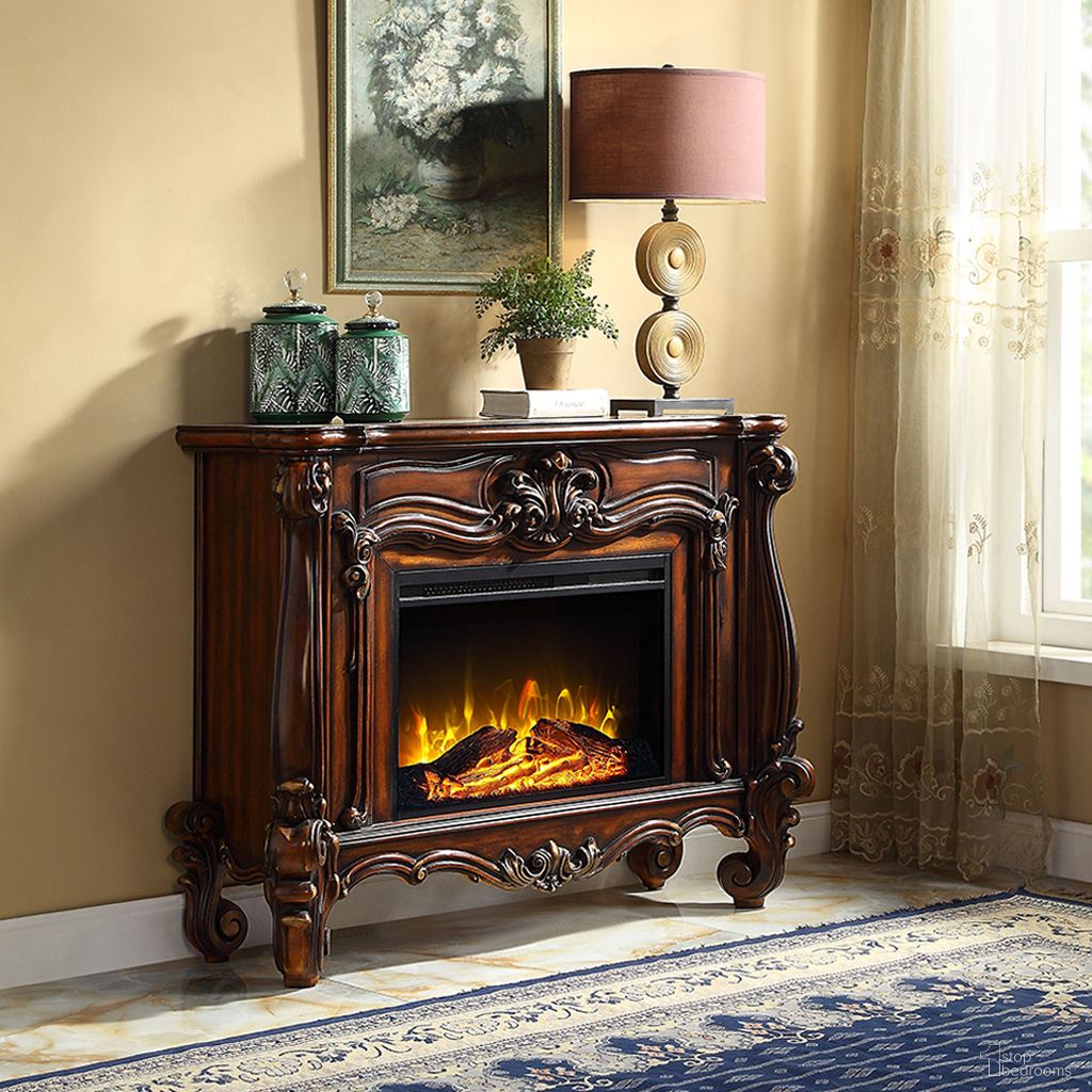 The appearance of Acme Versailles Fireplace In Cherry Oak Finish designed by ACME in the transitional interior design. This cherry oak piece of furniture was selected by 1StopBedrooms from Versailles Collection to add a touch of cosiness and style into your home. Sku: AC01315. Material: Wood.
