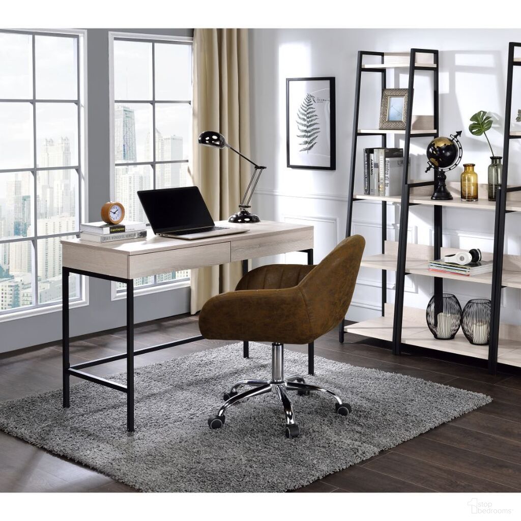 The appearance of Acme Wendral Desk In Natural And Black designed by ACME in the industrial interior design. This natural piece of furniture  was selected by 1StopBedrooms from Wendral Collection to add a touch of cosiness and style into your home. Sku: 92670. Material: Wood.