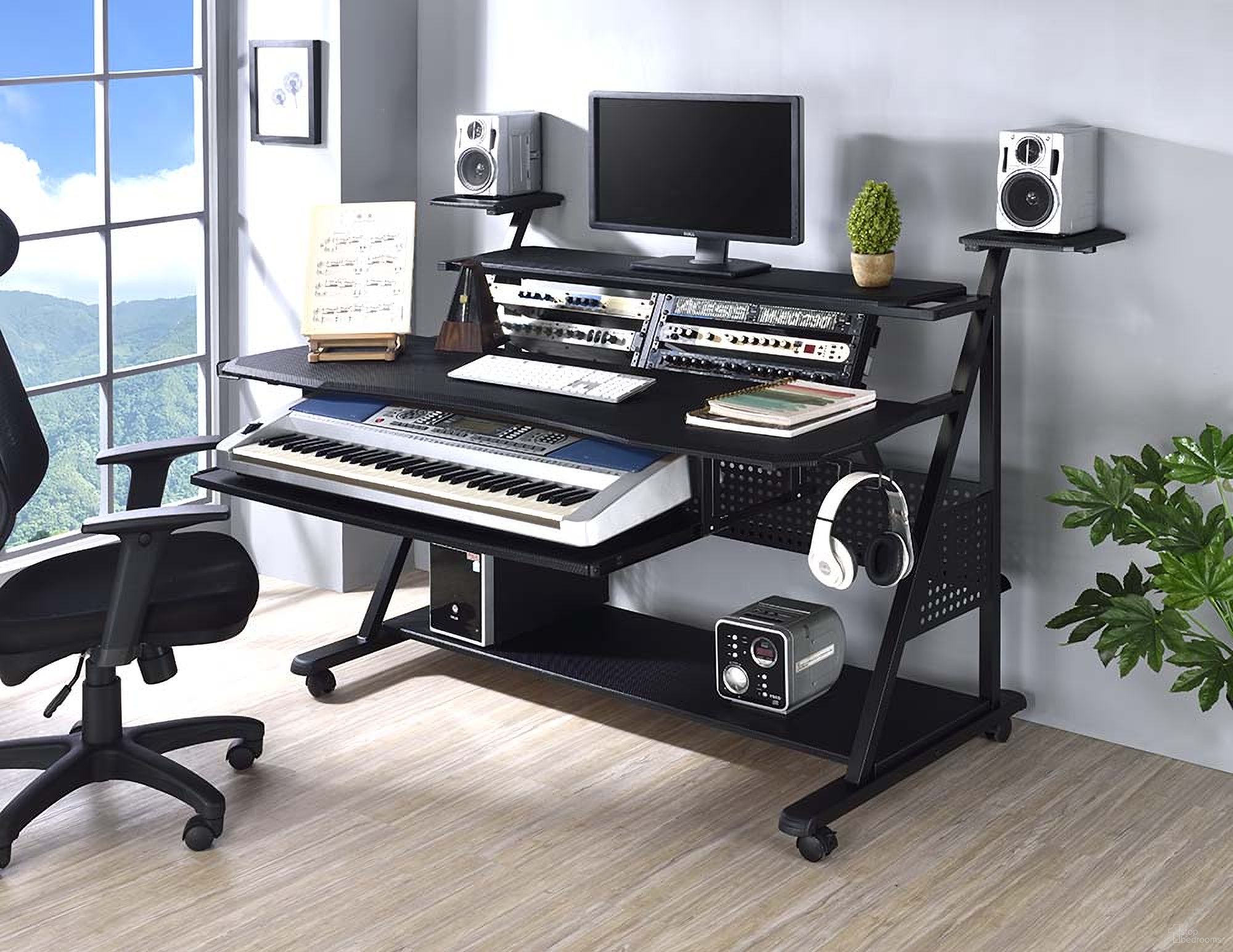 The appearance of Acme Willow Music Desk In Black Finish designed by ACME in the industrial interior design. This black piece of furniture  was selected by 1StopBedrooms from Willow Collection to add a touch of cosiness and style into your home. Sku: OF00989. Material: Wood.