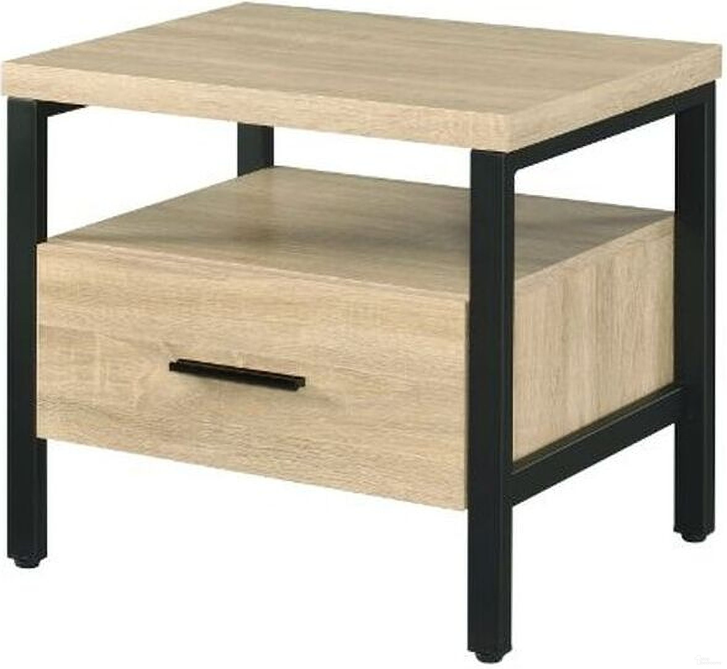 The appearance of Acme Yawan Accent Table In Oak And Black Finish designed by ACME in the industrial interior design. This oak piece of furniture  was selected by 1StopBedrooms from Yawan Collection to add a touch of cosiness and style into your home. Sku: 97970. Material: Metal.